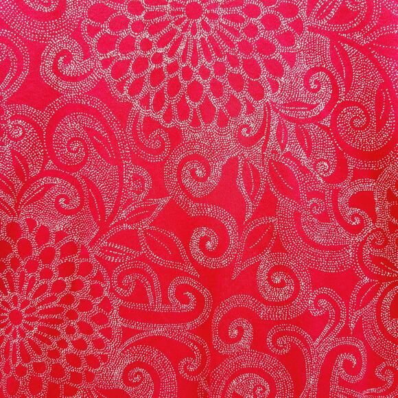T-Shirt Red White Paisley Floral Pima Cotton Boho Bloomcore Cozy Casual Size XL - Picture 10 of 12